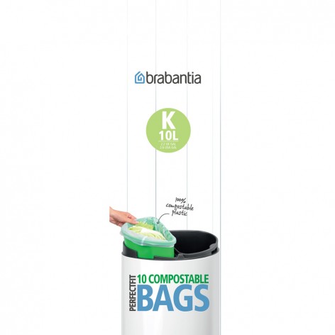 Мешки для мусора биоразлагаемые Brabantia PerfectFit K (10 л), 10 шт., в рулоне