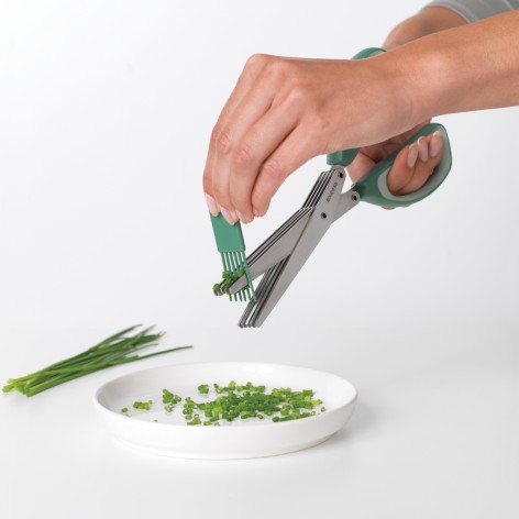 Ножницы для зелени Brabantia Tasty+ с приспособлением для очистки, зеленая пихта