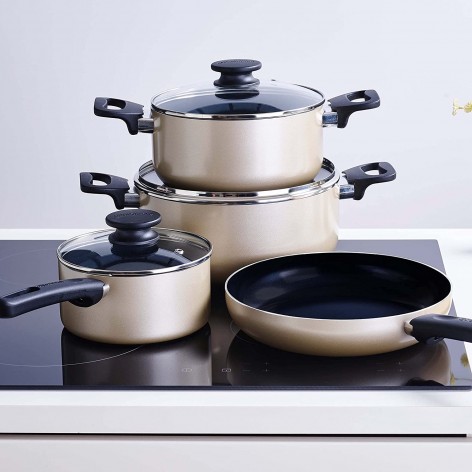 Набор кухонной посуды Brabantia Start 2 Cook, из 4-х предметов, 3 крышки, с антипригарным покрытием