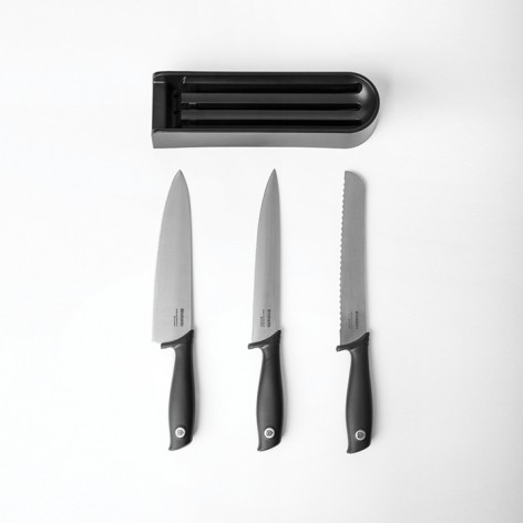 Набор ножей с блоком Brabantia Tasty+ из 4-х предметов, темно-серый