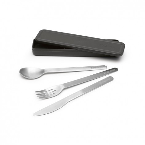 Набор столовых приборов с собой Brabantia Make & Take, из 3-х предметов (нож, вилка, ложка), темно-серый